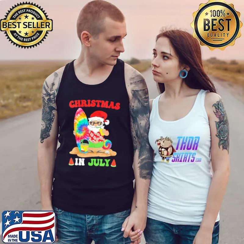 Christmas in july santa tie dye summer surf surfing surfer s Tank Top