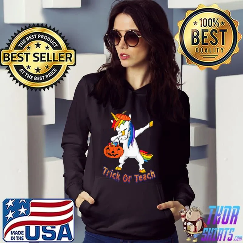 Dabbing Halloween Dabbing Unicorn Scary Trick Or Treat T-Shirt Hoodie