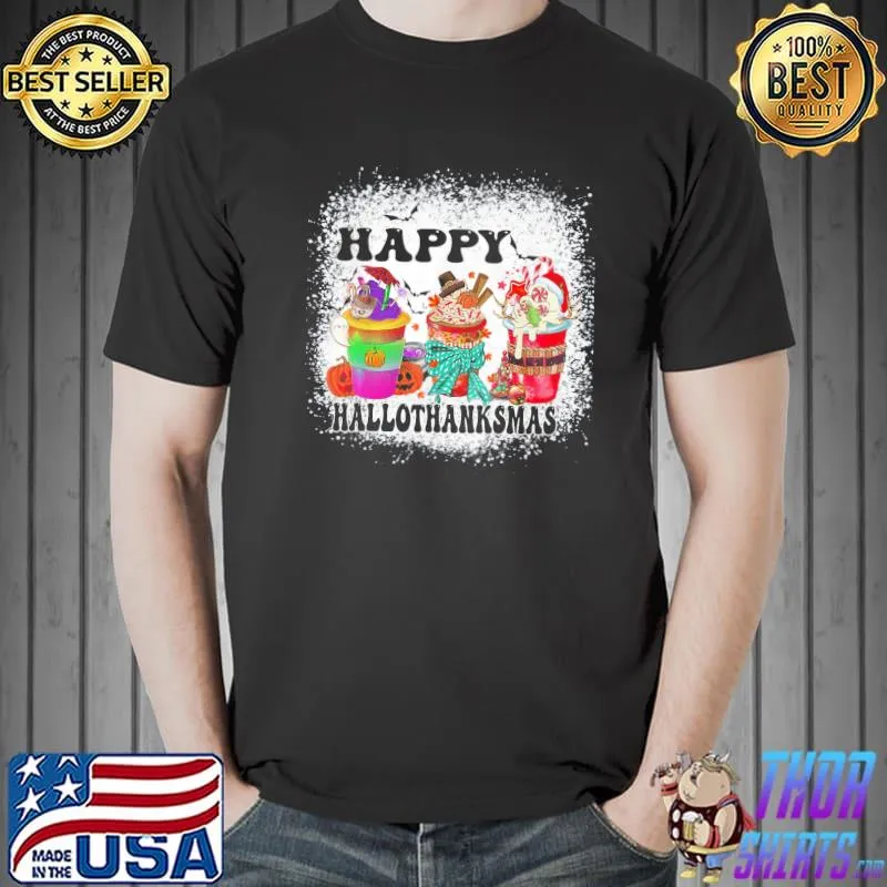 Hallothanksmas happy halloween thankgiving and christmas shirt
