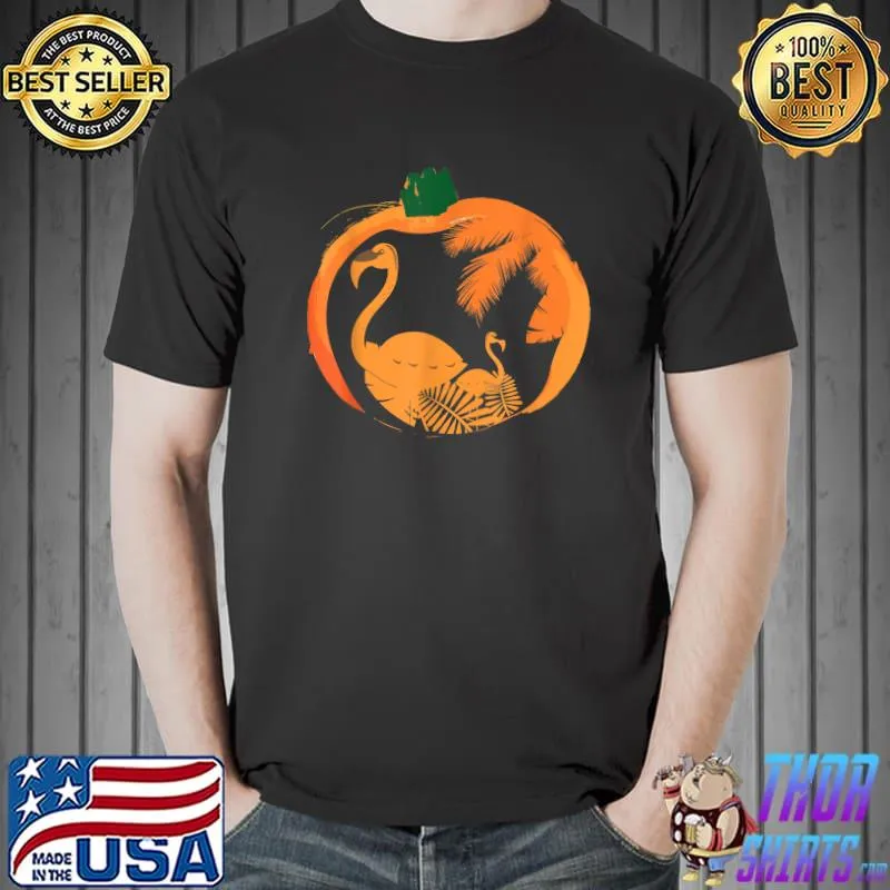Halloween Custome Flamingo Flamingween Pumpkin T-Shirt