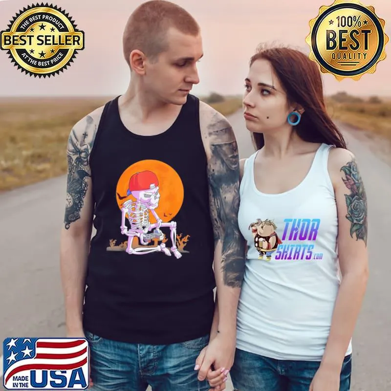 Halloween gamer gaming skeleton trending s Tank Top