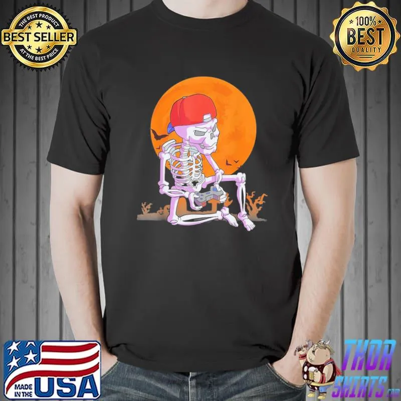Halloween gamer gaming skeleton trending shirt
