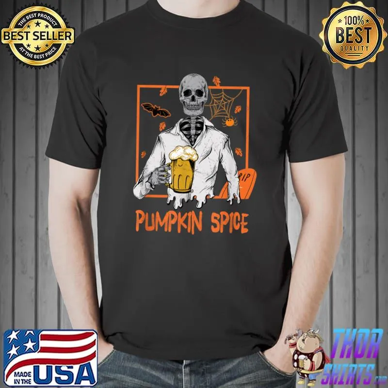 Halloween Skeleton Pumpkin Spice Latte Syrup Creamer T-Shirt