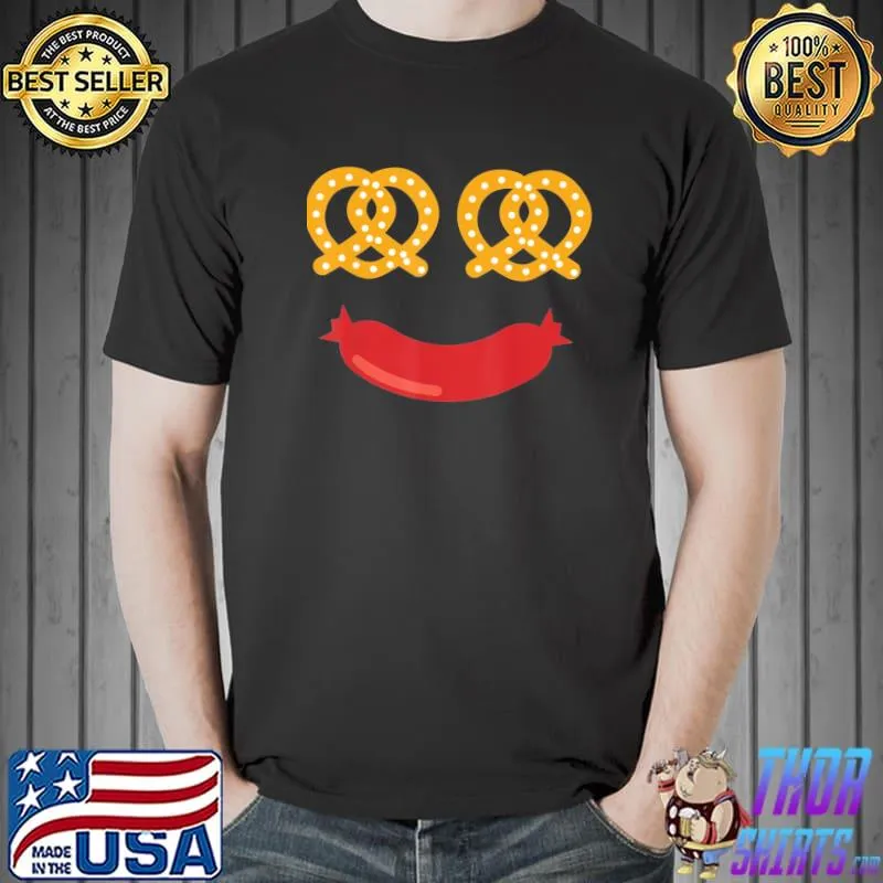 Happy pretzel and sausage face oktoberfest festival shirt