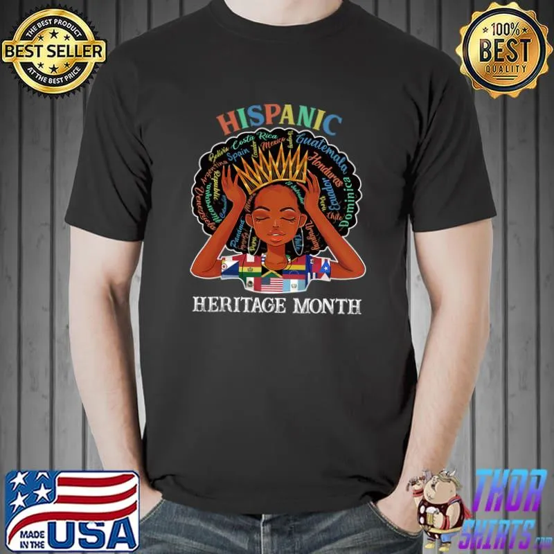 Hispanic Heritage Month Latina Girls Latino Countries Flags T-Shirt