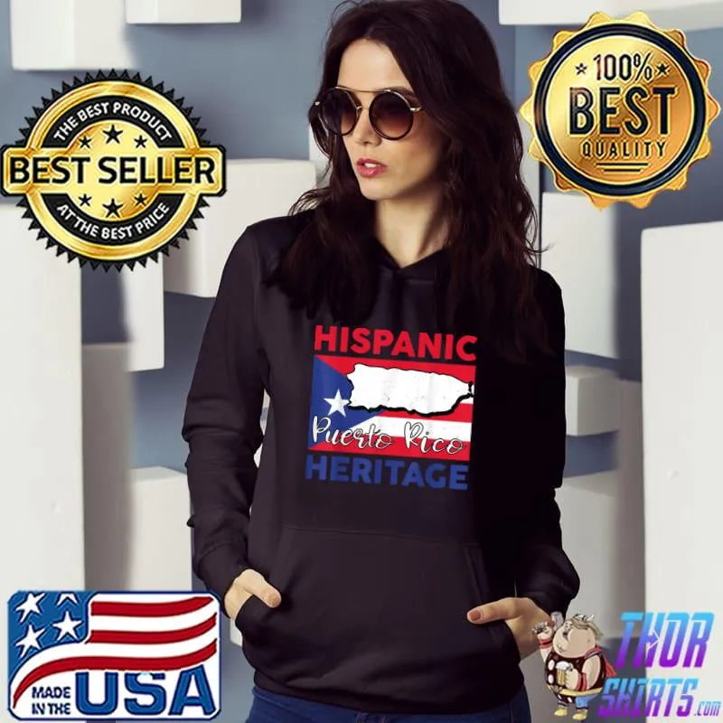 Hispanic Heritage Puerto Rico Uk Flag T-Shirt Hoodie