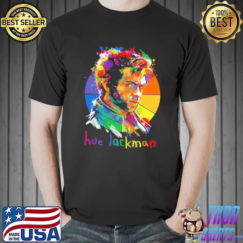 Hue jackman colorful portrait logan x men shirt