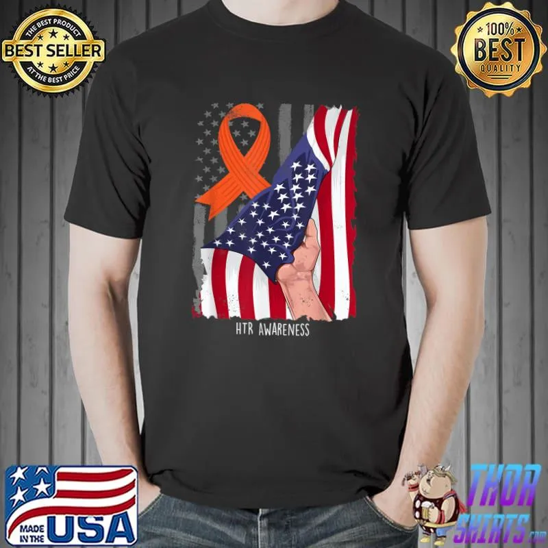 Humane Treatment Of Refugees American Flag Orange Ribbon T-Shirt