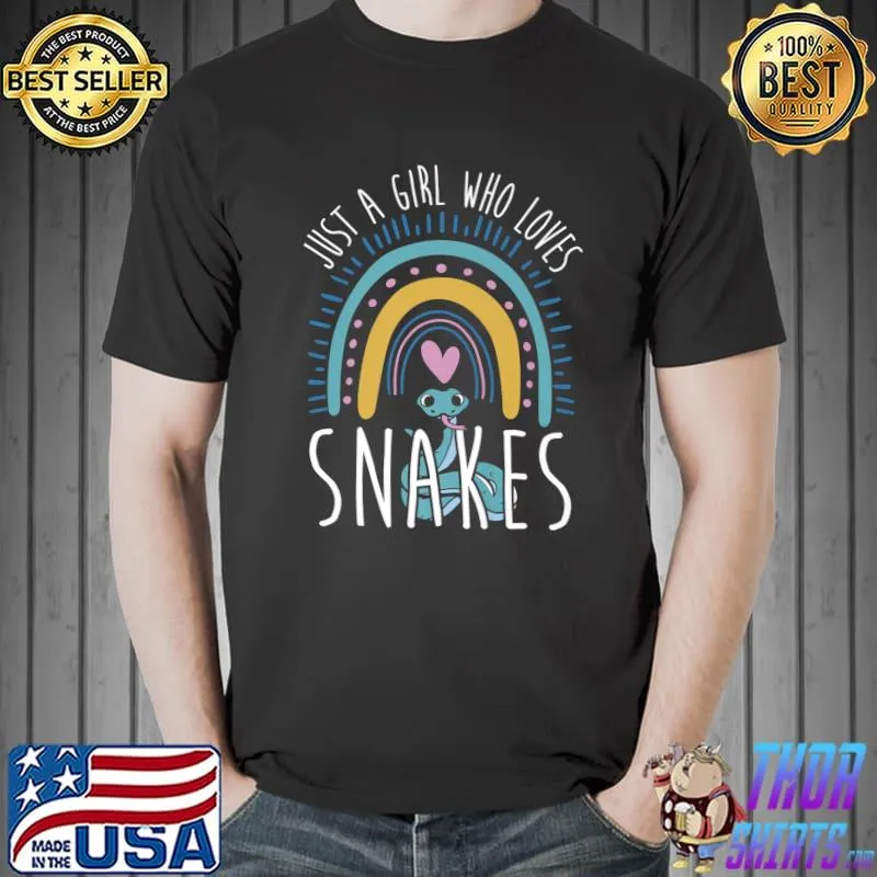 Just A Girl Who Loves Snakes Heart Rainbow T-Shirt