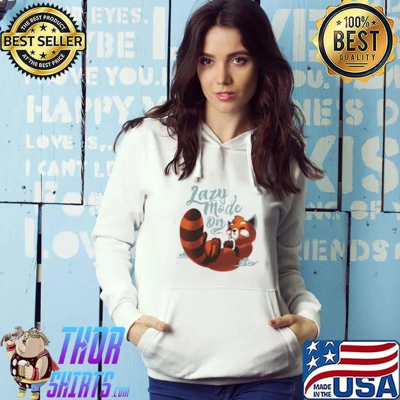 Lazy mode on cute red panda fluffy coffe animal s Hoodie