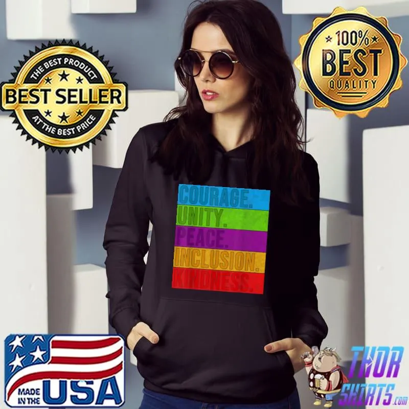 Love Kindness Courage Unity Peace Inclusion Kindness Vintage Day Orange Anti Bullying T-Shirt Hoodie