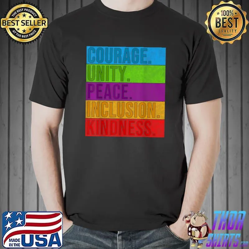 Love Kindness Courage Unity Peace Inclusion Kindness Vintage Day Orange Anti Bullying T-Shirt