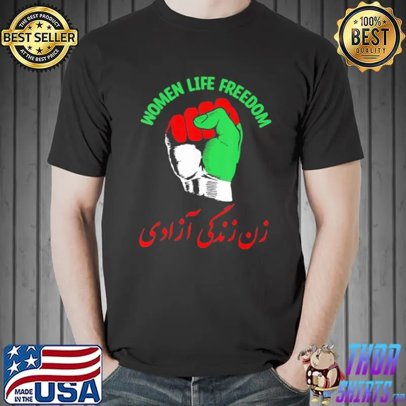 Mahsa women life freedom cute iranian flag fist of iranian life freedom shirt