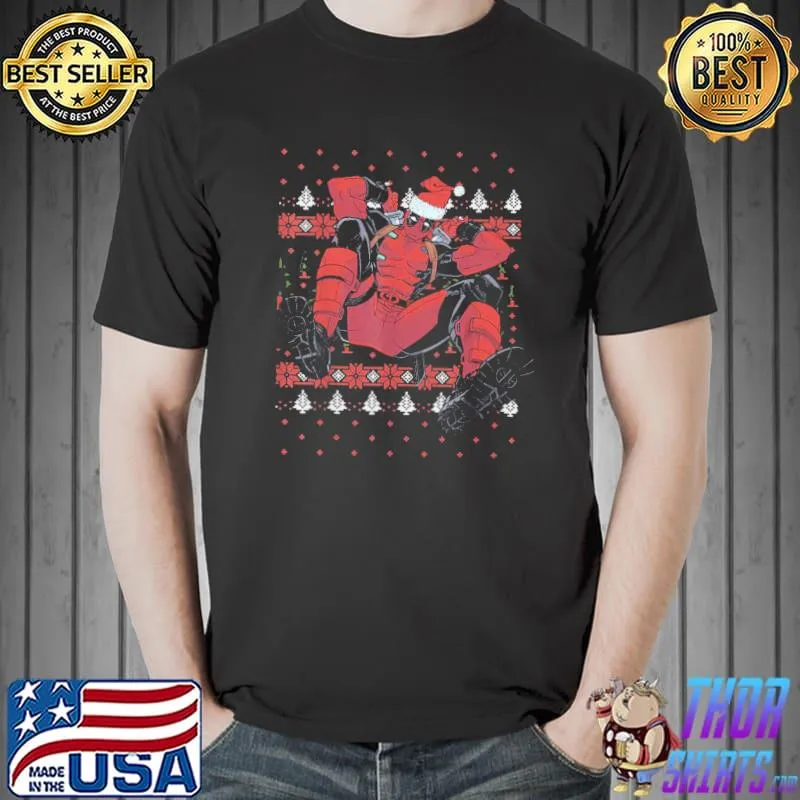 Marvel deadpool santa hat ugly christmas shirt