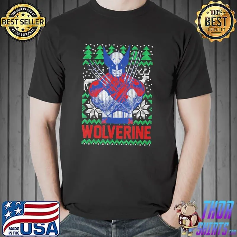 Marvel x men wolverine christmas tree ugly christmas shirt