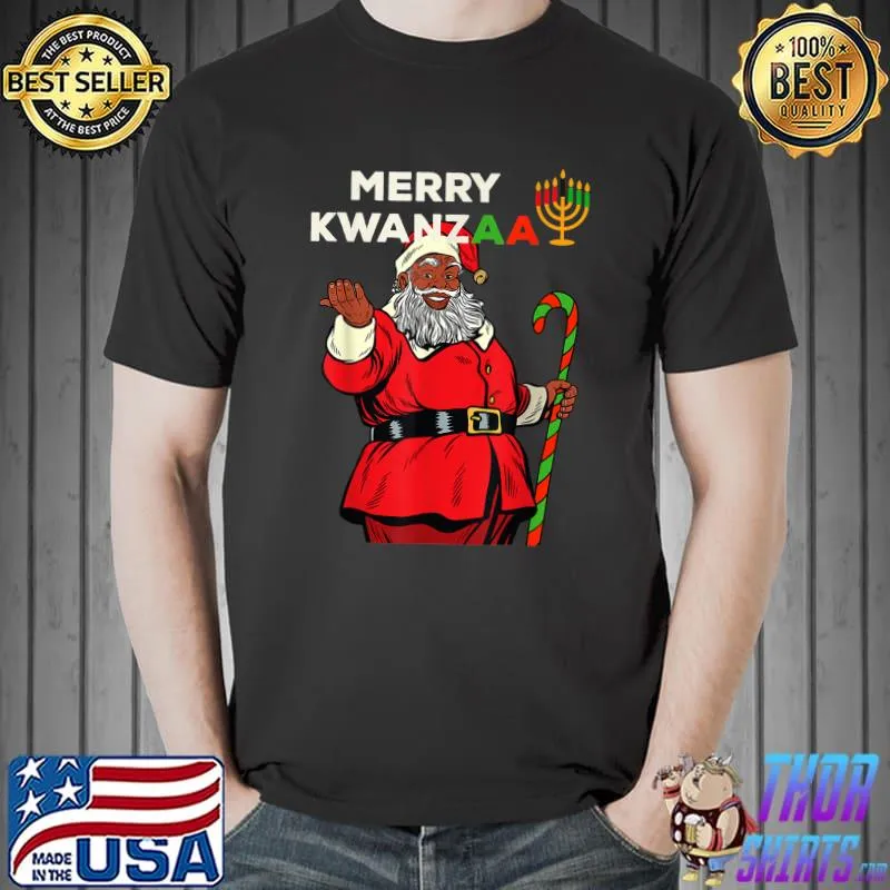 Merry Kwanzaa Santa Black Christmas African American T-Shirt