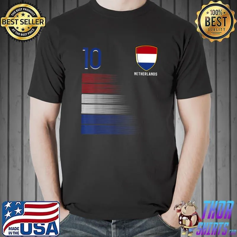 Netherlands Soccer Number 10 Fans Jersey Dutch Flag Football Lovers T-Shirt