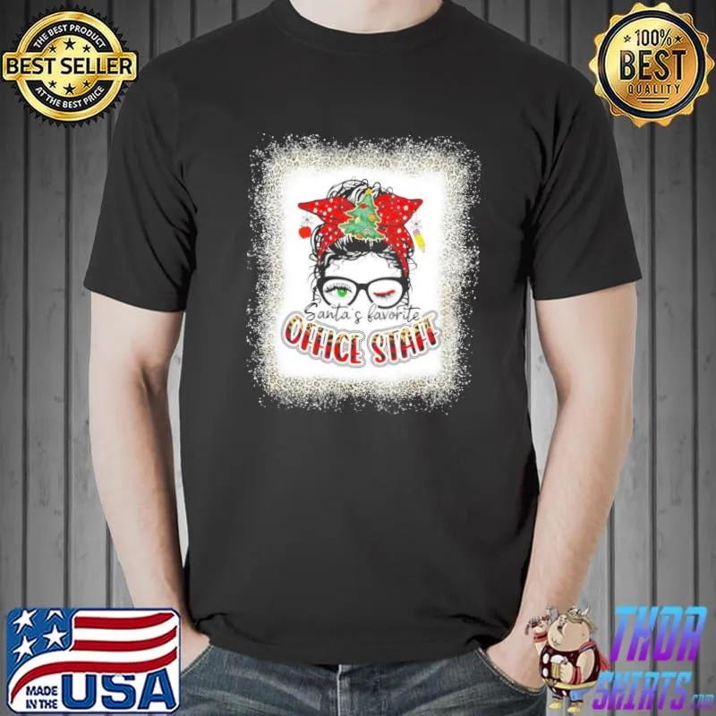 Office staff santas favorite office staff elf christmas elf teacher christmas shirt