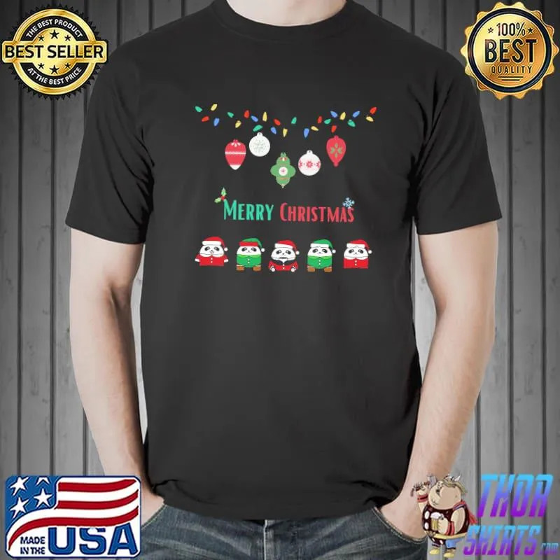 Panda merry christmas shirt
