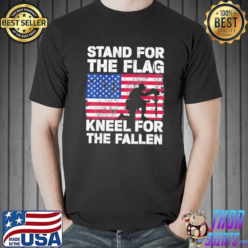 Patriotic military veteran American flag stand shirt