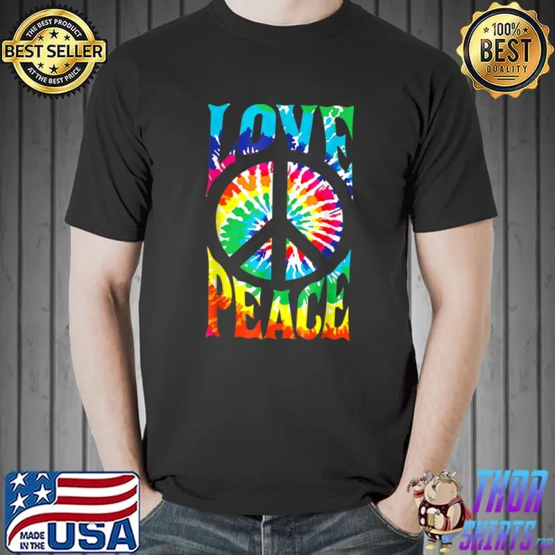 Peace Sign Love Tie Dye Hippie Costume T-Shirt