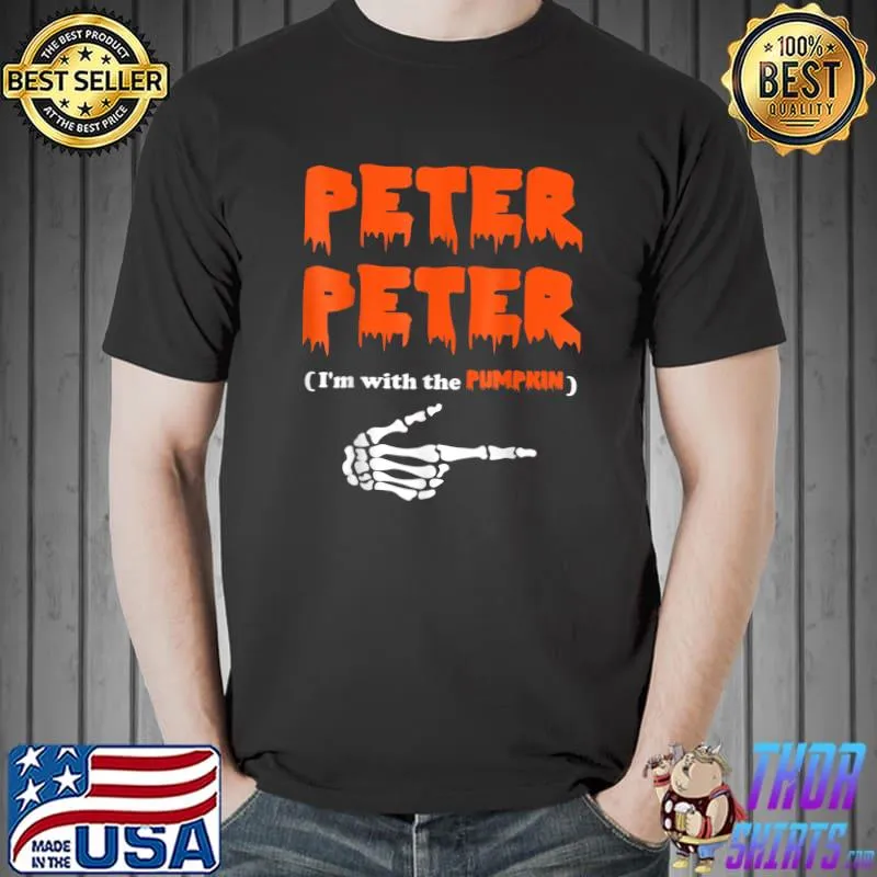 Peter Pumpkin With The Pumpkin Skeleton Hand Eater Costume Halloween Splash T-Shirt