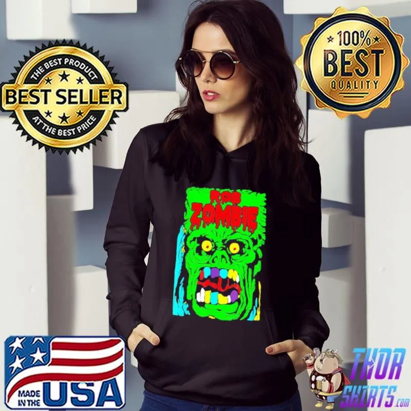 Rob animals green zombie ugly face rob zombie halloween retro art s Hoodie