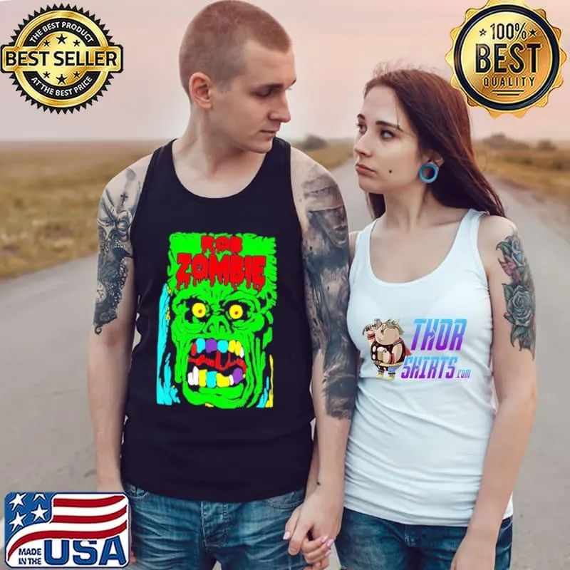 Rob animals green zombie ugly face rob zombie halloween retro art s Tank Top
