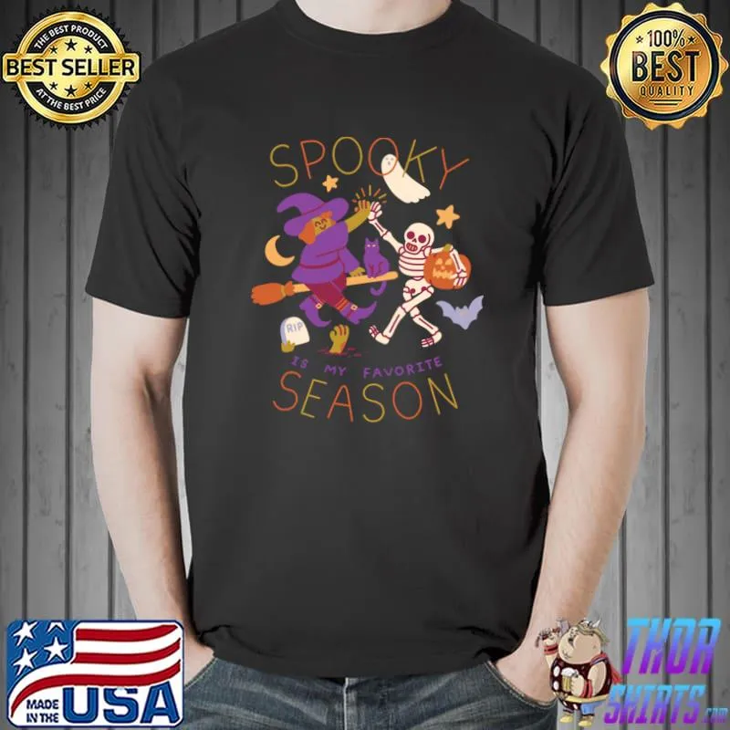 Spooky Is My Favorite Season With Skeleton Pumpkin Halloween T-Shirt