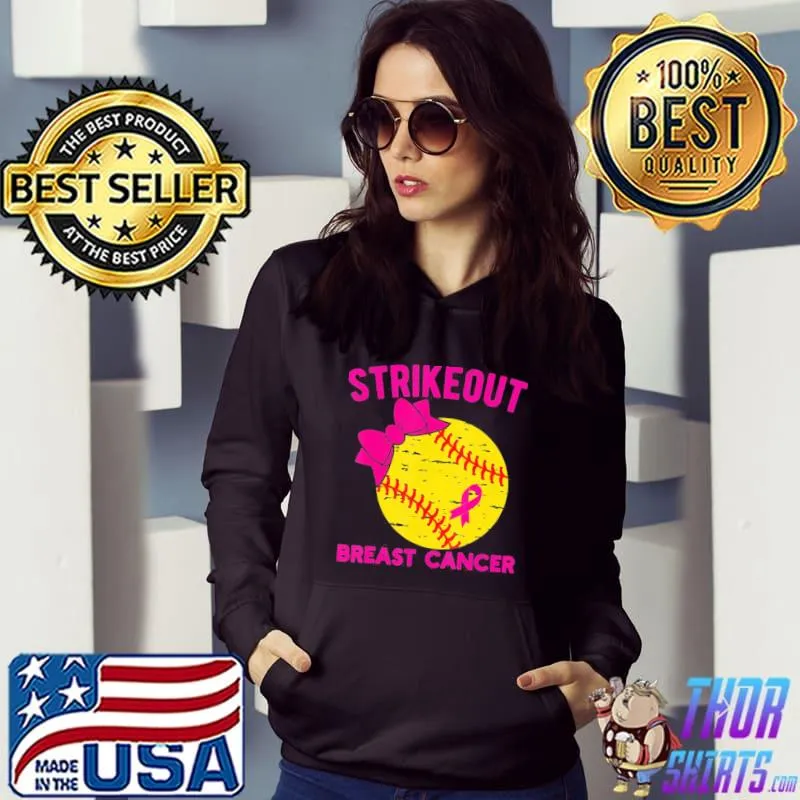 Strike out breast cancer awareness vintage softball fighters s Hoodie