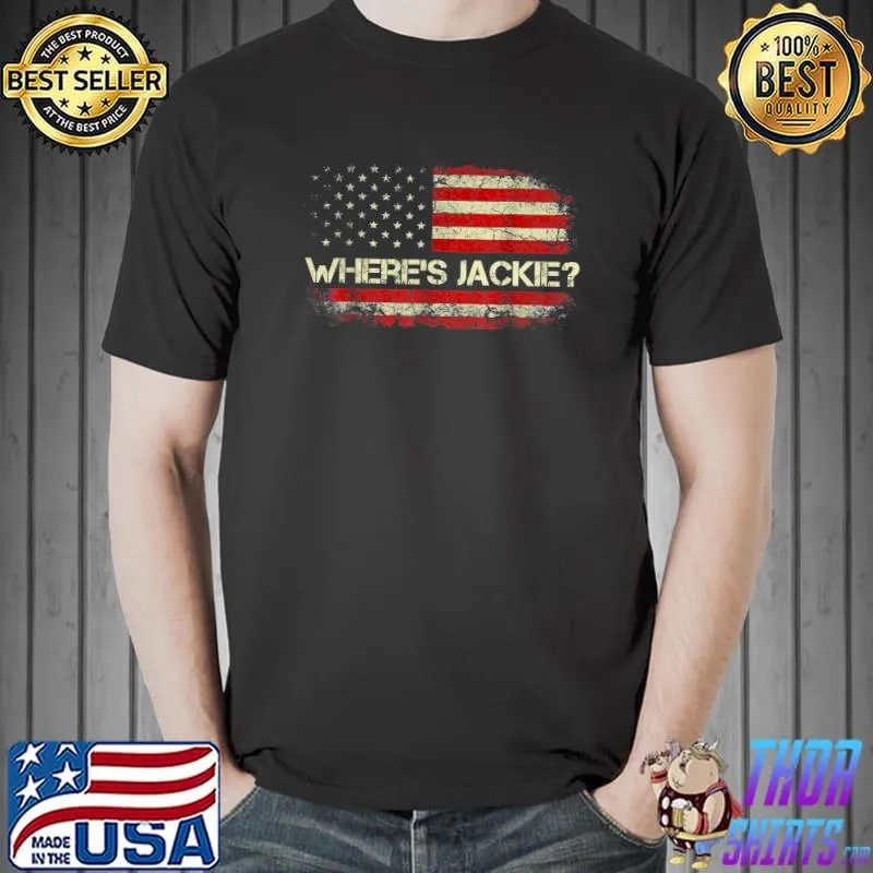 Where's Jackie Anti-Biden American Flag Retro T-Shirt