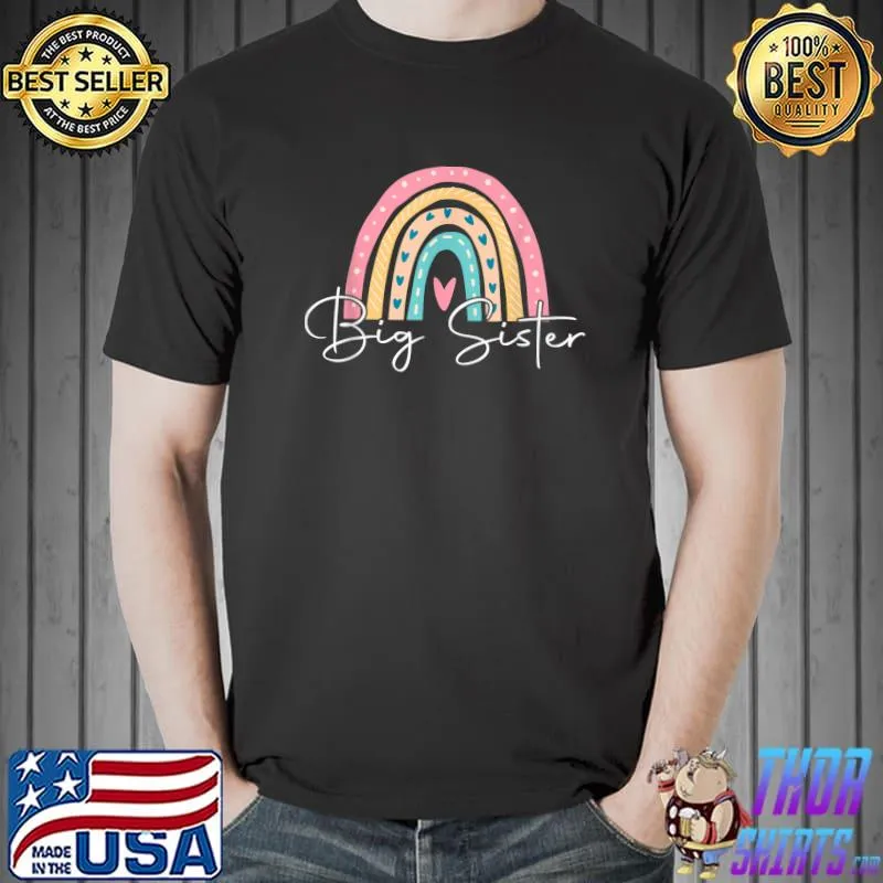 Youth Promoted To Big Sister 2023 Rainbow For Girls T-Shirt