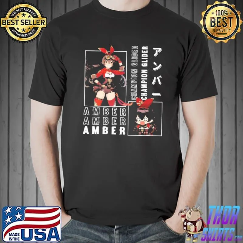 Amber gliding champion graphic design genshin impact shirt