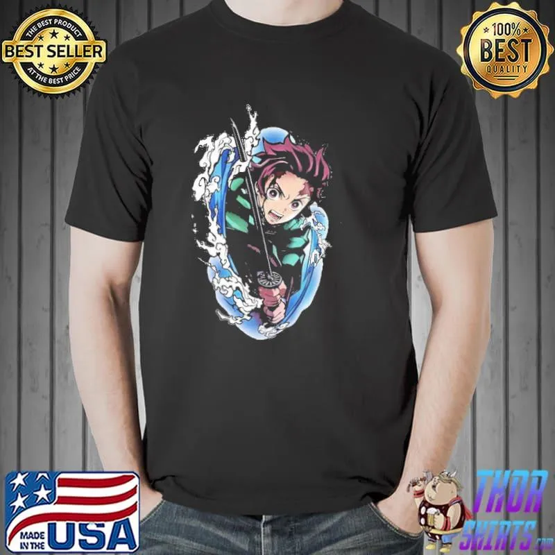 Anime character tangiro water breath demon slayer classic shirt