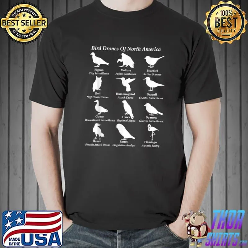 Bird Drones Of North America Cute Field Guide Bird Lovers T-Shirt