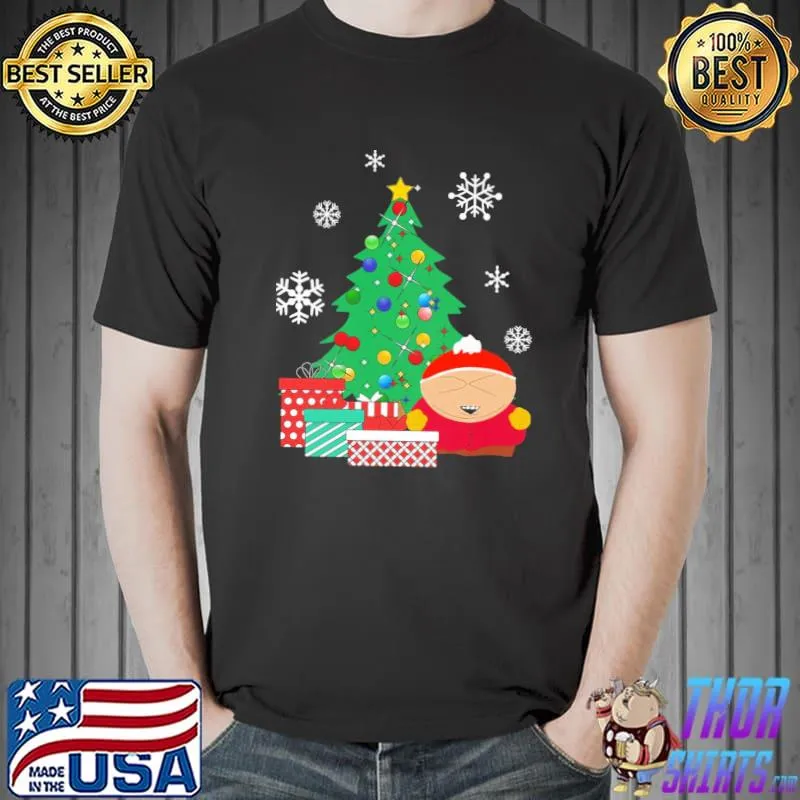 Cartman around the christmas tree south park classic shirt