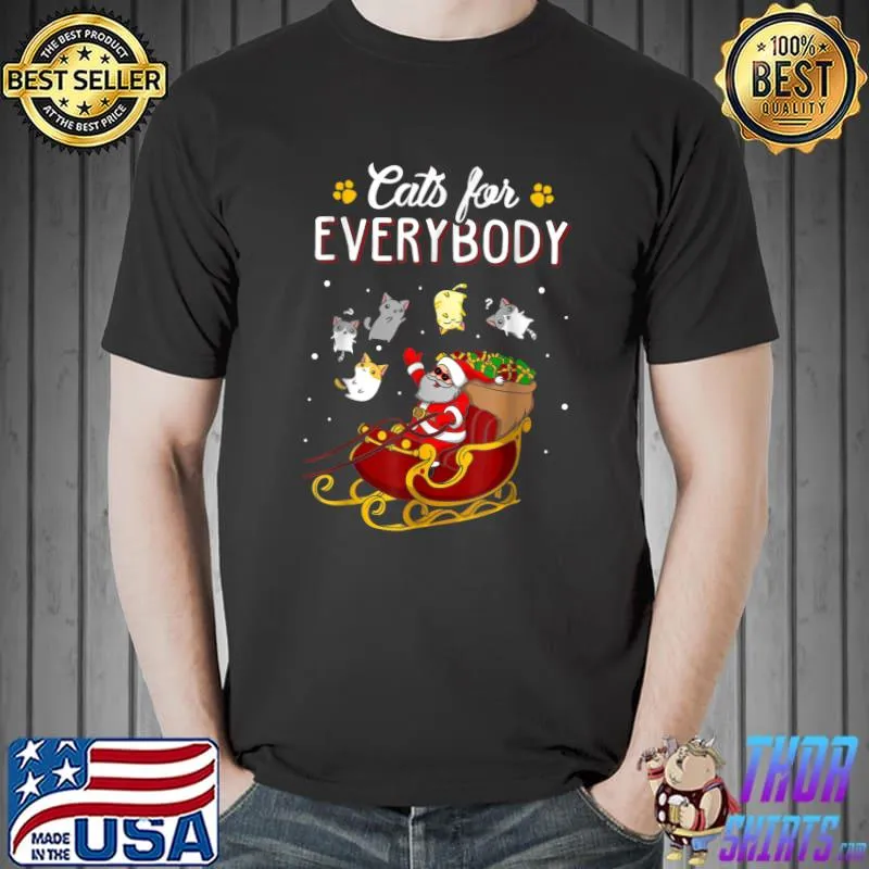 Cats For Everybody Christmas Cat Christmas Santa T-Shirt