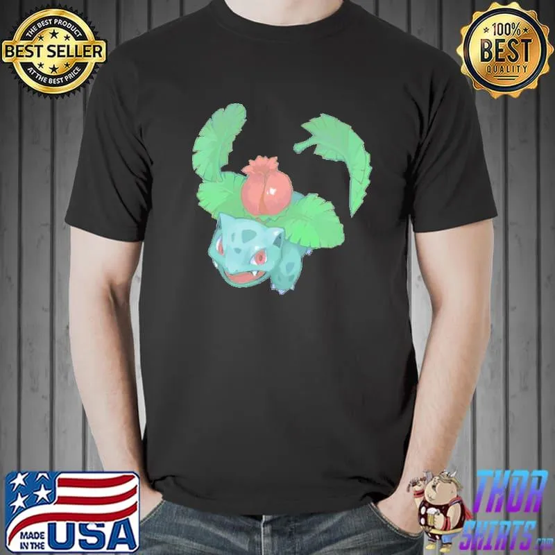 Character ivysaur in Pokemon green art shirt