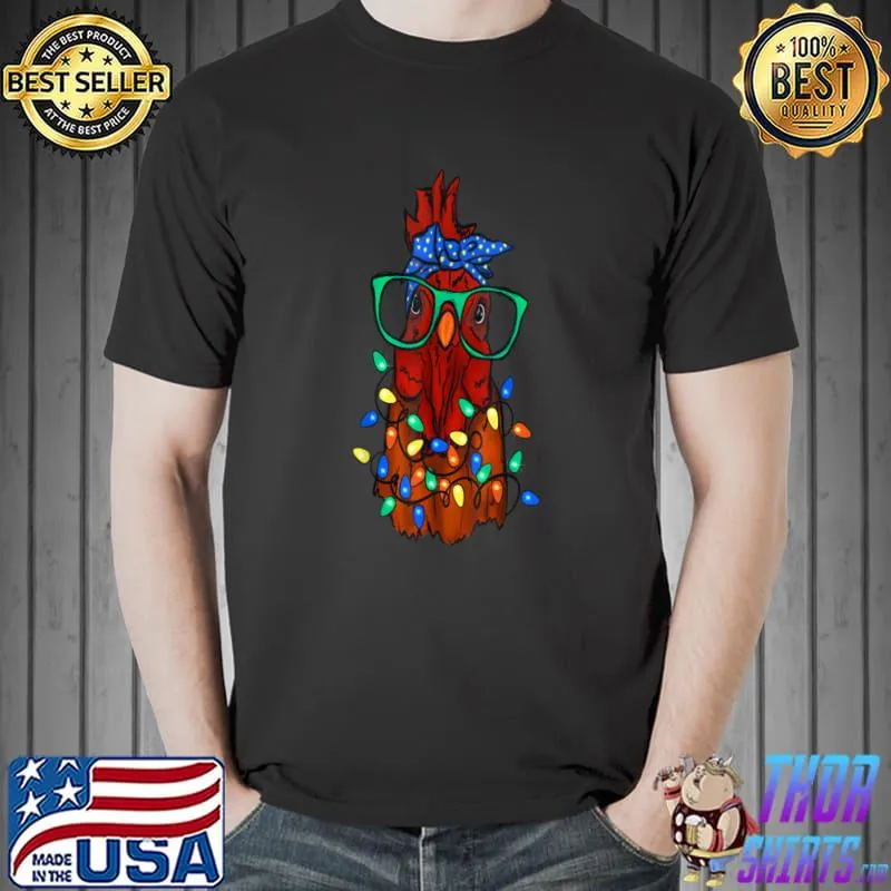 Chicken Farmer Christmas Lights Family Matching Xmas Holiday T-Shirt