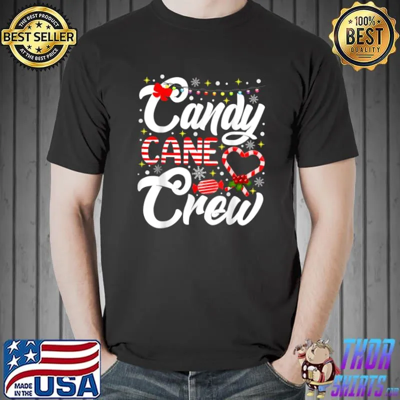 Christmas Candy Lover Xmas Candy Cane Crew Lights T-Shirt