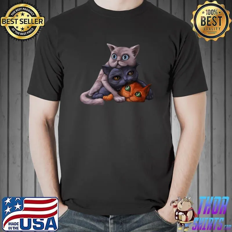 Cute little cats playing build wall for lovers kitty kittens T-Shirt