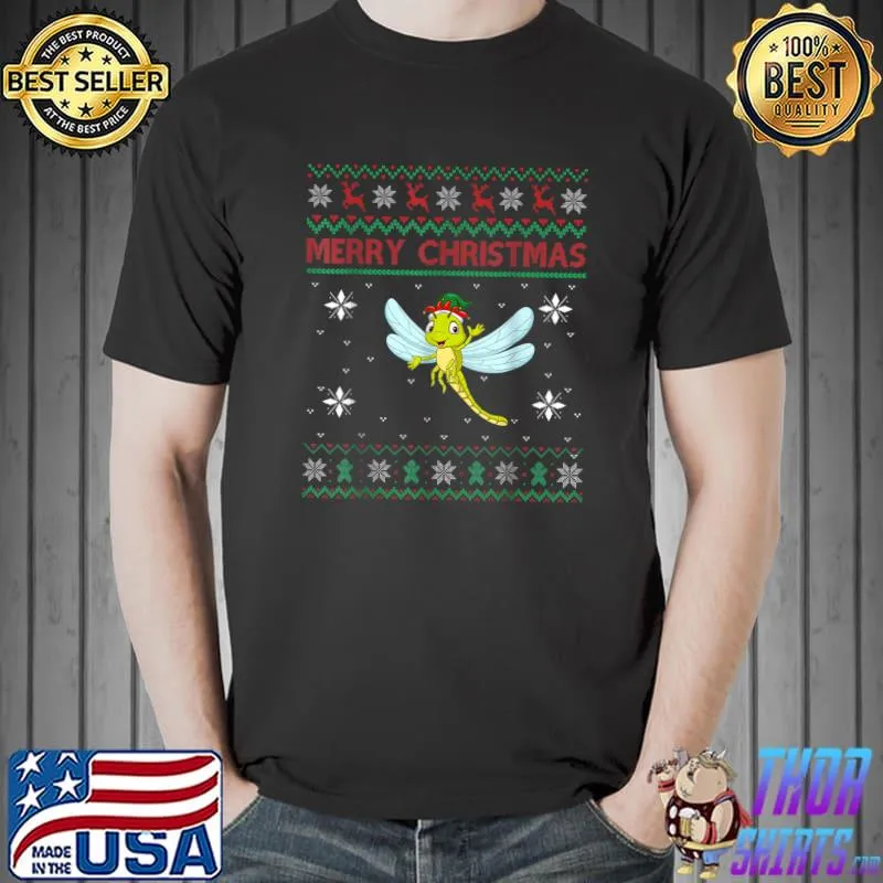 Dragonfly Wear Elf Lover Ugly Merry Christmas Sweater T-Shirt