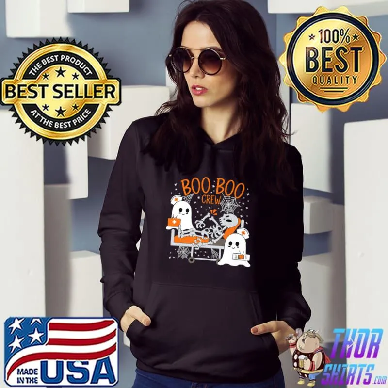 Halloween Medical Ghost And Skeleton Emergency Boo Boo Crew Nurse T-Shirt Hoodie