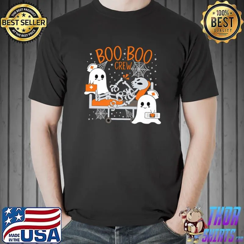 Halloween Medical Ghost And Skeleton Emergency Boo Boo Crew Nurse T-Shirt