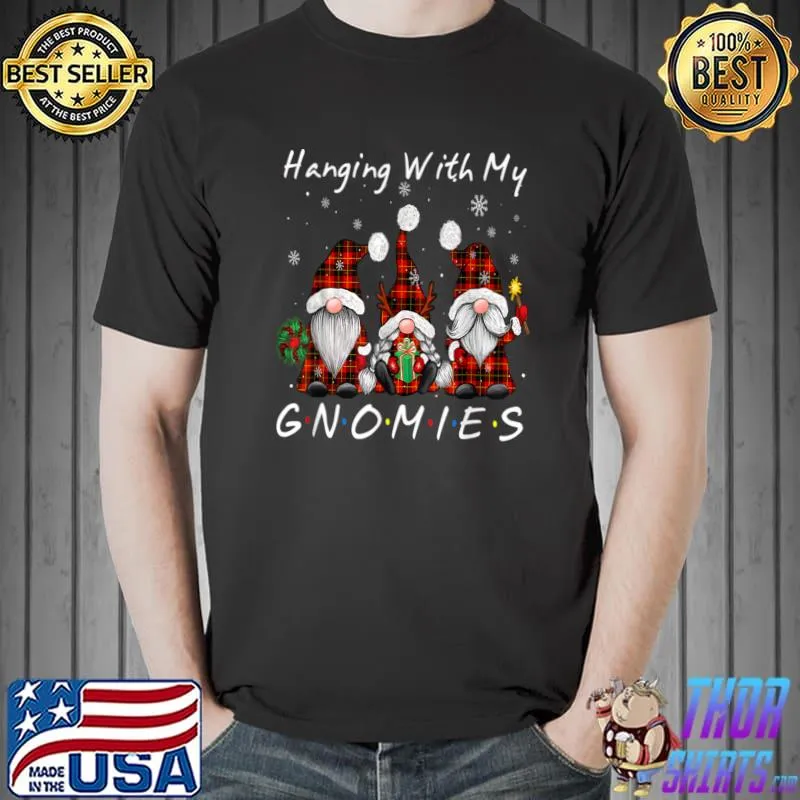 Hanging Out With My Gnomies Buffalo Red Plaid Christmas T-Shirt