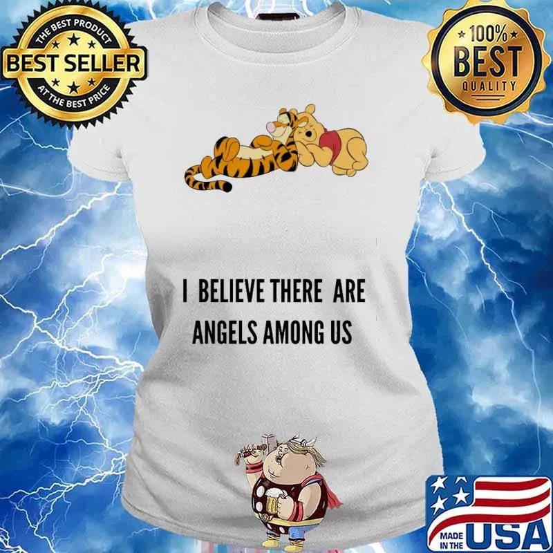 I Believe There Are Angles Among Us Winnie Pooh Shirt Ladies tee