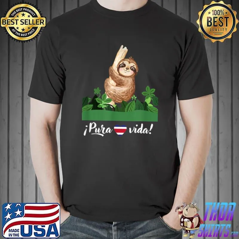 I Pura Love Vida Sloth Tree Heart Flag T-Shirt