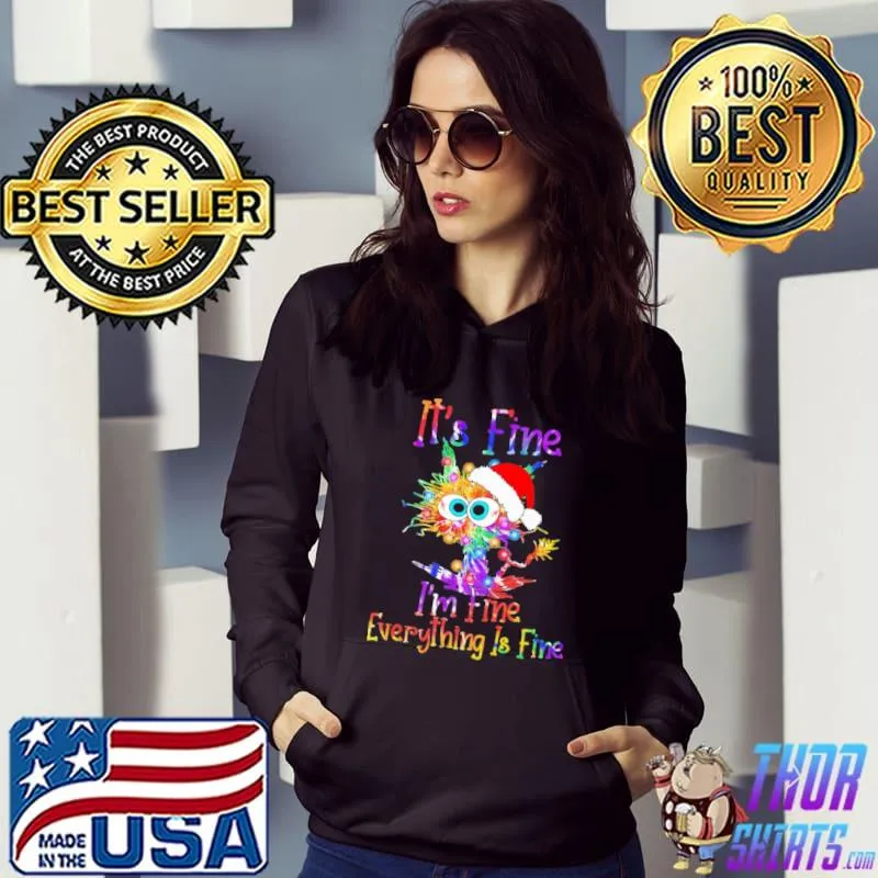 It's Fine I'm Fine Everything IS Fine Light Cat Christmas Shirt Hoodie