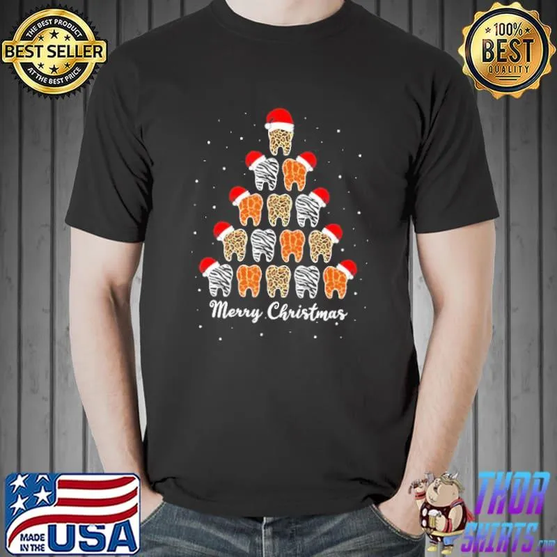 Merry christmas tree tooth leopard trending shirt