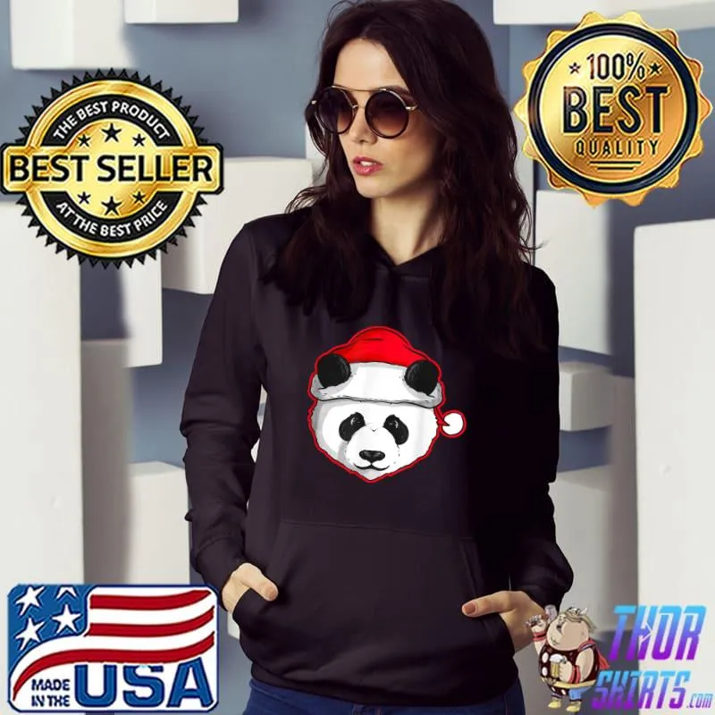 Panda With Santas Hat For Christmas T-Shirt Hoodie